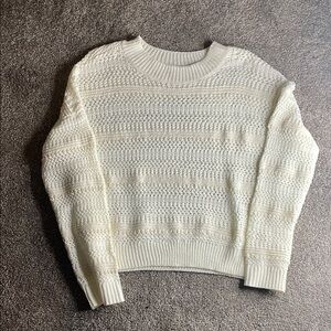SO Cream Crew Neck Sweater with Textured Knit